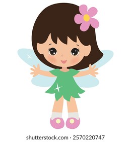 Cute little  garden fairy  vector cartoon illustration
