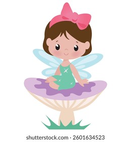 Cute little  garden fairy  vector cartoon illustration