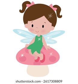 Cute little  garden fairy  vector cartoon illustration