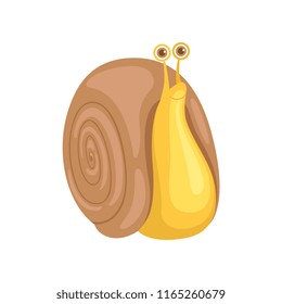 Cute little garden snail vector Illustration on a white background