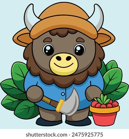 A CUTE LITTLE GARDENER BISON
