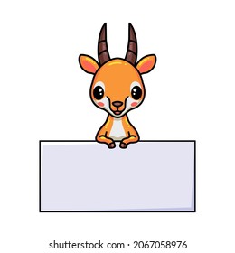 Cute little gazelle cartoon with blank sign