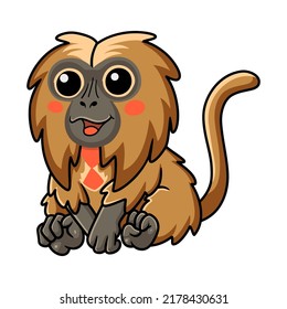 Cute little gelada monkey cartoon sitting