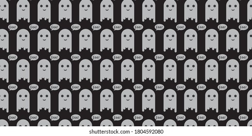 cute little ghost background wallpaper, vector illustration, flat style, Halloween themed
