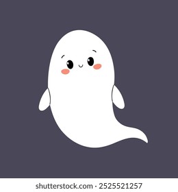 Cute little ghost in flat style.