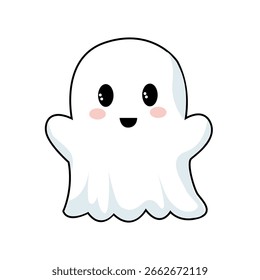 Um fantasma bonito para o Halloween. Ilustração vetorial desenhada sobre um fundo branco