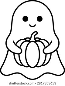 Cute little ghost holding