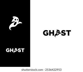 Cute little ghost logo design. Combining ghost elements in the word ghost.