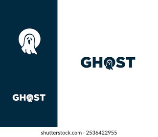 Lindo pequeño diseño de logotipo fantasma. Combinando Elementos fantasma en la palabra fantasma.