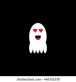 Cute little ghost,Falling in Love - Cartoon Smiley Vector Face