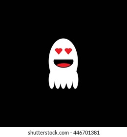 Cute little ghost,Falling in Love - Cartoon Smiley Vector Face