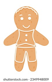 Cute little gingerbread man. Christmas traditional cookie