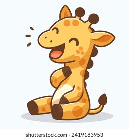 cute little giraffe cartoon character mascot feel happy