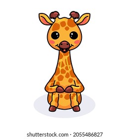 Cute little giraffe cartoon sitting