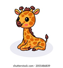 Cute little giraffe cartoon sitting
