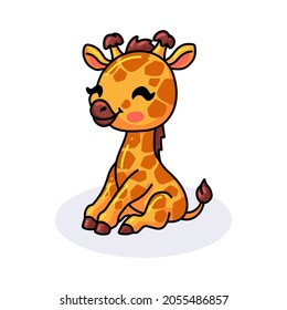 Cute little giraffe cartoon sitting