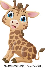 Cute little giraffe cartoon sitting