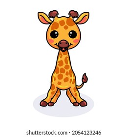 Cute little giraffe cartoon standing