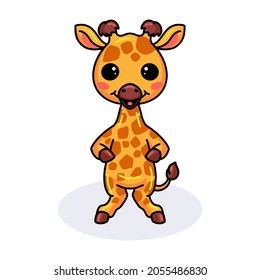 Cute little giraffe cartoon standing