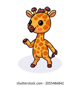 Cute little giraffe cartoon standing