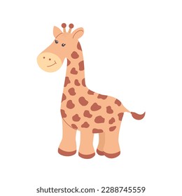Cute little giraffe in cartoon style. African jungle animal. Giraffe pattern for printing on fabric, wrapping paper, wallpaper, baby room, baby shower card, greeting card, kids t-shirts, wear. Vector