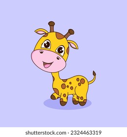 Cute little giraffe cartoon vectors 