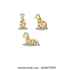 Cute little giraffe with friends