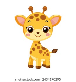 Cute little giraffe isolated on white background