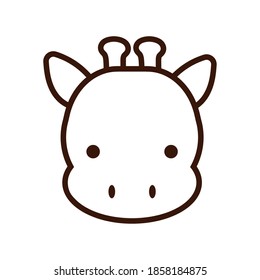 cute little giraffe kawaii animal line style vector illustration design