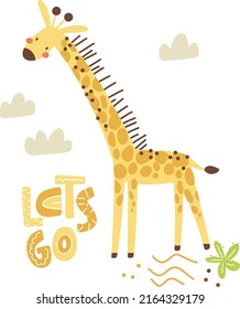 Cute little giraffe, print for kids