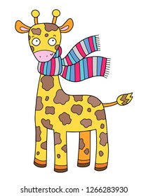 Cute little giraffe with the scarf vector illustration. Perfect for the mascot or character design.