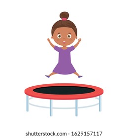 cute little girl afro in trampoline jump game vector illustration design