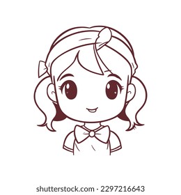 Cute little girl anime character vector illustration design , coloring page