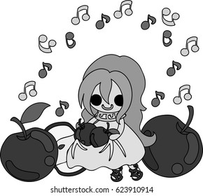 A cute little girl and apples