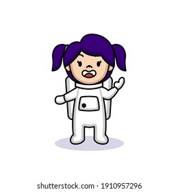 Cute little girl in astronaut costume
