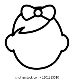 cute little girl baby head character