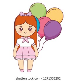 cute and little girl with balloons helium
