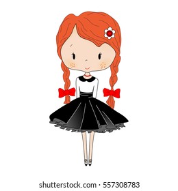 Cute little girl. Beautiful little princess Toy isolated on white background