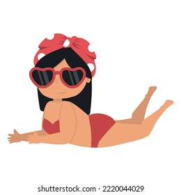 Cute Little Girl With Bikini Cartoon