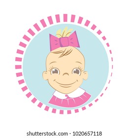 Cute little girl in a birthday attire cartoon character vector illustration. Can be used for birthday celebration invitation and greeting card.