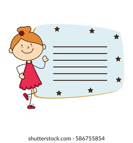 cute little girl card character