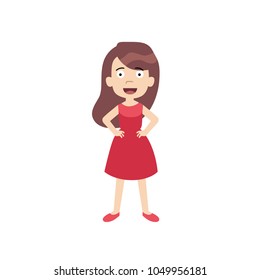 cute little girl cartoon character on red dress