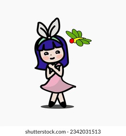Cute little girl cartoon character.vector illustration