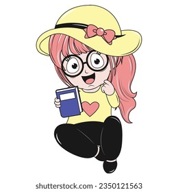 cute little girl cartoon illustration design