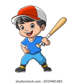 Cute little girl cartoon playing a baseball