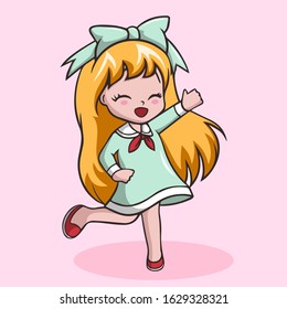 Cute little girl cartoon posing