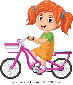 Cute little girl cartoon riding bicycle