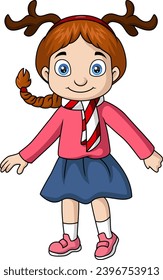 Cute little girl cartoon wearing Christmas clothes