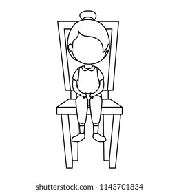 cute and little girl in the chair character