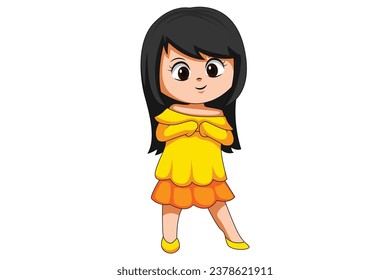 Cute Little Girl Character Design Illustration